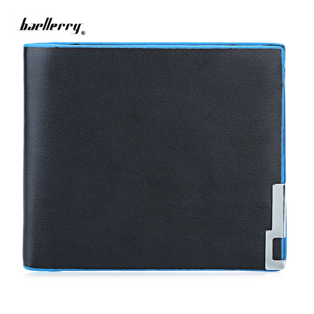 Baellerry Trendy Pure Color Men Short Open Cash Photo Card Wallet