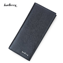 Baellerry Thin Soft Solid Color Long Vertical Photo Cash Card Wallet for Men