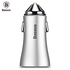 Cargador inteligente para coche Baseus Golden Contactor de 2,4 A con puerto USB dual 