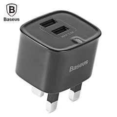 Cargador de viaje inteligente Baseus Funzi Dual USB 2.4A con enchufe británico 
