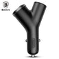Cargador de coche USB dual en forma de Y de Baseus con puerto extendido para encendedor de cigarrillos 