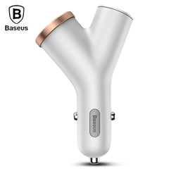 Cargador de coche USB dual en forma de Y de Baseus con puerto extendido para encendedor de cigarrillos 
