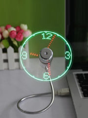 Mini ventilateur USB avec affichage d'horloge LED créatif 