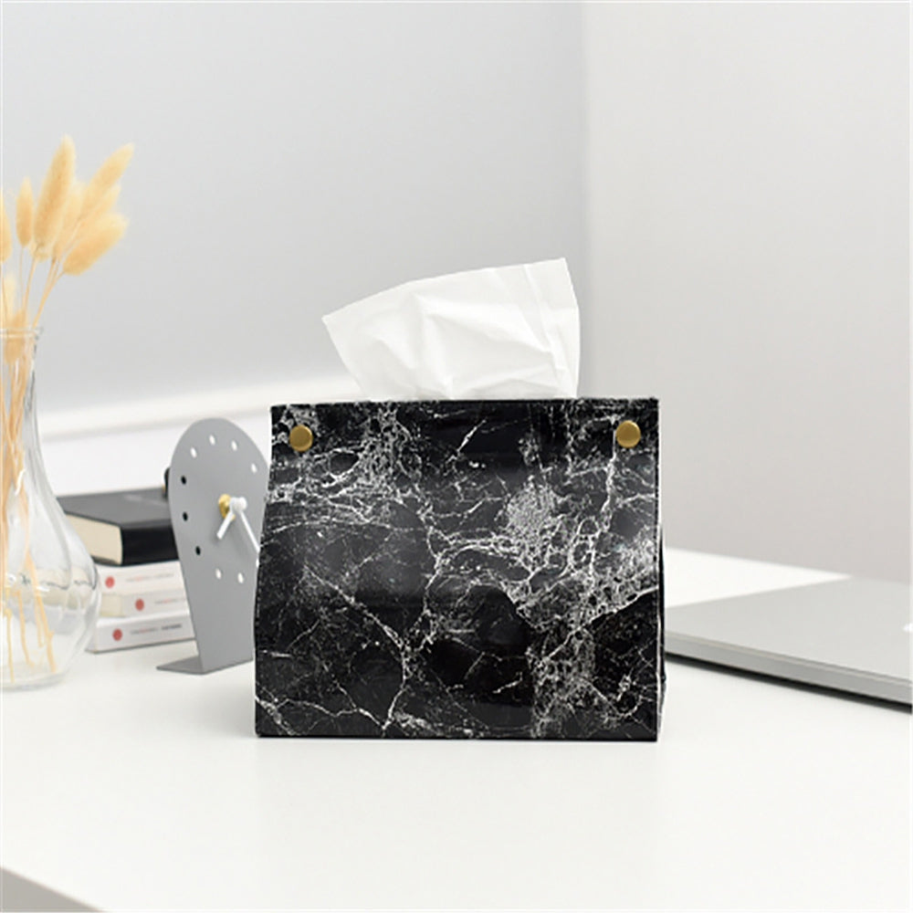 Nordic Leather Corrugated Tissue Box Marble Grain