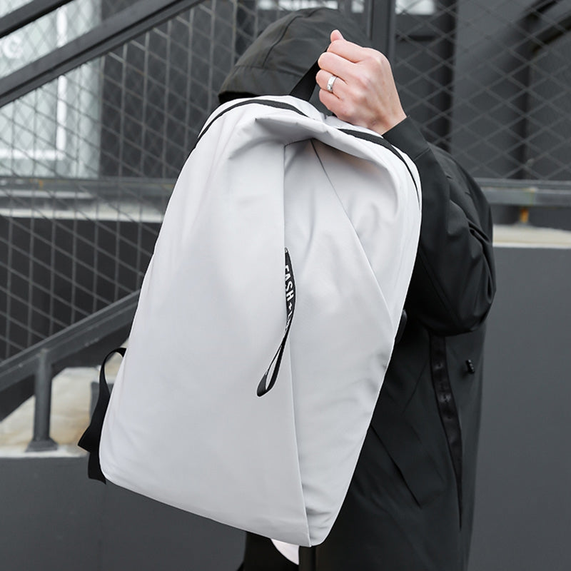 Men's Water-resistant Nylon Material Backpack Casual Business Computer Bag with USB Interface and Trolley Fixing Strap