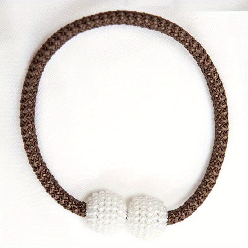 2pcs Delicate Magnetic Curtain Tiebacks With Small Faux Pearl, For Bedroom Living Room Home Decor