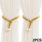 2pcs Luxury French Curtain Tiebacks with Artificial Pearl Decoration, Convenient Hanging Tieback Decorative Curtain Fixer, Suitable for Home Bedroom Office Decorative Curtain Tiebacks
