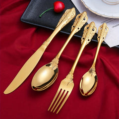 Palace-Style Stainless Steel Flatware Set Gift Box,Knife Spoon And Fork Cutlery Set,