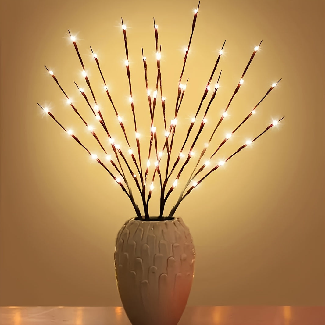 20 LED Battery-Powered Branch Lights, Indoor Decorative Lighting for Weddings, Restaurants, Parties, Birthdays, Christmas - Plastic Fairy Lights with Branch Design, ≤36V, Requires 2 AA Batteries (Not Included)