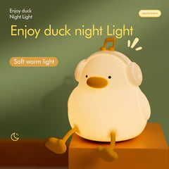 The Happy Duck Enjoy Duck Silicone Night Light Is a Clever Patting Lamp That Can Be Recharged Via USB. It Has Touch Sensitivity, Three Levels of Brightness Adjustment, And a Timer, Making It a Perfect Decorative Light for Any Room.
