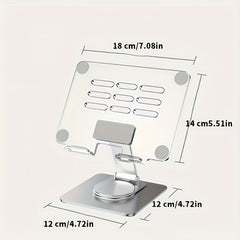 High Transparency Acrylic Tablet Desktop Stand - Multi-Functional 360° Rotatable & Foldable Holder - Adjustable Phone & Tablet Reading Stand - Compatible with 4.7–12.9 Inch Devices - Wholesale Bulk Supply