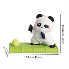 Cartoon Panda Figurine Phone Stand - ABS Material Desktop Decoration & Phone Accessory