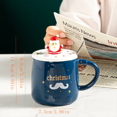 Ceramic Lidded Mug - Christmas Themed Coffee and Tea Cup, Perfect as a Festive Holiday Cup Gift