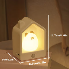 Lámpara de mesa con sensor corporal de 1200 mAh, luz nocturna con forma de conejito o gatito, luz con sensor multifuncional para armario.