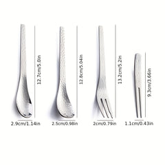 Stainless steel Japanese hammer pattern dessert coffee stirring small spoon square spoon fruit cake dessert fork cutlery set gift box set