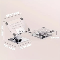 Heavy-Duty Metal Base 360° Rotating Desktop Tablet Stand - Creative Acrylic Panel Universal Holder for Smartphones & Tablets - Silver Metal Base - Wholesale Bulk Supply