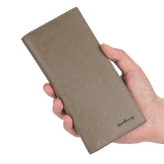 Baellerry Thin Soft Solid Color Long Vertical Photo Cash Card Wallet for Men