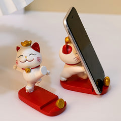 Cute Cartoon Cat Phone & Tablet Stand - Desktop Decorative Holder for Office Desk - Creative Multi-Device Stand