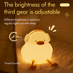 The Happy Duck Enjoy Duck Silicone Night Light Is a Clever Patting Lamp That Can Be Recharged Via USB. It Has Touch Sensitivity, Three Levels of Brightness Adjustment, And a Timer, Making It a Perfect Decorative Light for Any Room.