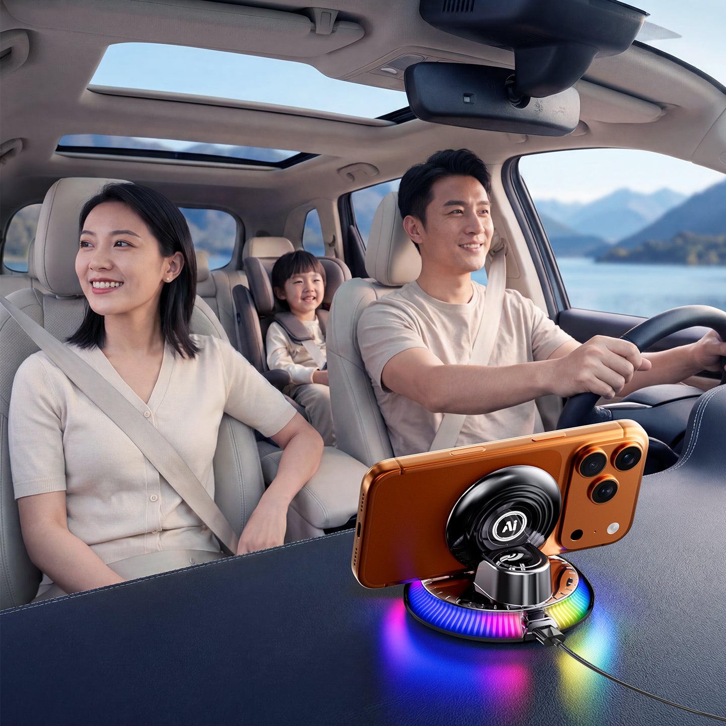SD40 built-in battery wireless charging car mount