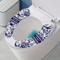 Classic Patterned Toilet Seat Cover, Electrostatically Adsorbed, Machine Washable, to The Touch, Stays Cool for Long Sitting, Suitable for Summer, Single Piece