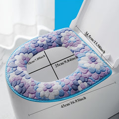 Universal large floral coral fleece toilet seat cover