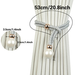 2pcs Luxury French Curtain Tiebacks with Artificial Pearl Decoration, Convenient Hanging Tieback Decorative Curtain Fixer, Suitable for Home Bedroom Office Decorative Curtain Tiebacks