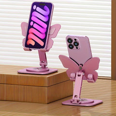 Butterfly Aluminum Alloy Adjustable Metal Stand - Compatible with Smartphones - Desktop Holder