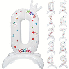 81.28 cm white standing crown digital aluminum film suitable for birthday parties, birthday gatherings, anniversaries, weddings, graduation anniversaries, celebration decorations, Happy Birthday balloons, Halloween Decorations, Christmas Decorations