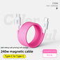 Wholesale 240W Magnetic USB-C to USB-C Cable | Self-Coiling Flat Braided Fast Charge Cable for iPhone/iPad/MacBook - Multi-Color (Pink/Blue/Red/Black)