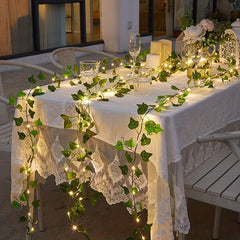 5-Meter Artificial Leaf String Lights - Studio Photography Decor Lights & Background Lighting, Battery Powered LED Copper Wire Lights to Illuminate Weddings, Christmas, and Home Decor Halloween decorations, Chrismas decorations