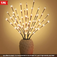20 LED Battery-Powered Branch Lights, Indoor Decorative Lighting for Weddings, Restaurants, Parties, Birthdays, Christmas - Plastic Fairy Lights with Branch Design, ≤36V, Requires 2 AA Batteries (Not Included)