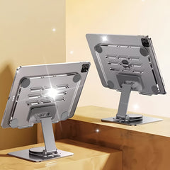 Heavy-Duty Metal Base 360° Rotating Desktop Tablet Stand - Creative Acrylic Panel Universal Holder for Smartphones & Tablets - Silver Metal Base - Wholesale Bulk Supply