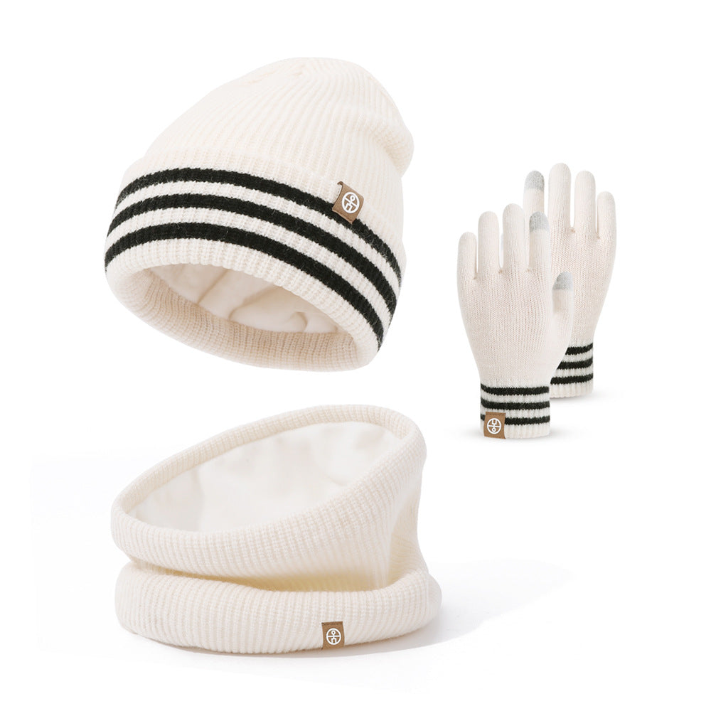 Conjunto de tres piezas de gorro, guantes y bufanda para niños de invierno, gorro cálido para bebés de talla mediana y pequeña, guantes para niños y mujeres.