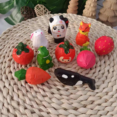 Handmade wooden engraving and painting cute cartoon ornaments