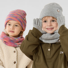 Winter Children's Knitted Gloves Hat Scarf Three-piece Set Outdoor Warm Hat Three-piece Set