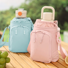 Outside travel cup cover with mobile phone bag, leisure sports water cup bag. Leisure water cup messenger bag