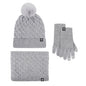 Winter hat men's fleece thickened knitted hat scarf gloves three-piece set thermal hat children