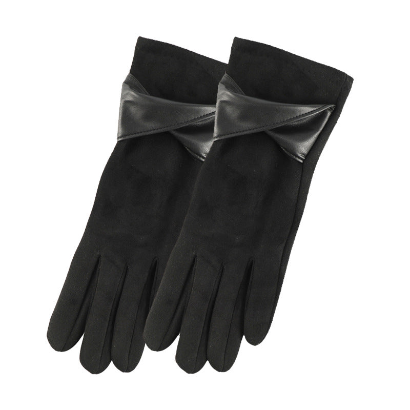 Guantes de invierno de gamuza para mujer, resistentes al frío y cálidos, guantes de forro polar grueso para mujer, guantes con lazo para pantalla táctil para hombre y mujer.