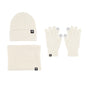 Winter hat men's fleece thickened knitted hat scarf gloves three-piece set thermal hat children