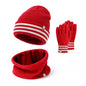 Conjunto de tres piezas de gorro, guantes y bufanda para niños de invierno, gorro cálido para bebés de talla mediana y pequeña, guantes para niños y mujeres.