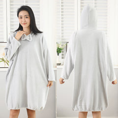 Spring, autumn and winter bathrobes, women's household absorbent quick-drying hooded bath towels, soft and comfortable home clothes