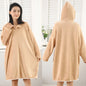 Spring, autumn and winter bathrobes, women's household absorbent quick-drying hooded bath towels, soft and comfortable home clothes
