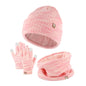 Winter Children's Knitted Gloves Hat Scarf Three-piece Set Outdoor Warm Hat Three-piece Set