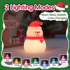 Silicone Christmas Snowman Night Lights Adjustable Light Children's Night Lights Christmas Gift Rechargeable Bedroom Decorations