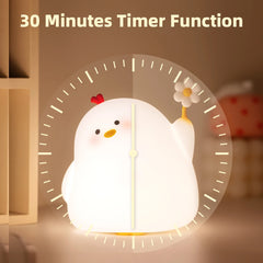 KinYiLO Chicke Cute Night Light for Toddler 1-3, Nightlight for Kids Room/Bedroom/Bedside, Silicone Soft Lamp with 30Min Timer a