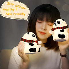 Cute Panda Night Light Silicone Nursery Sleeping Lamp Touch Control Nightlights USB Rechargeable Table Lamp for Baby Child