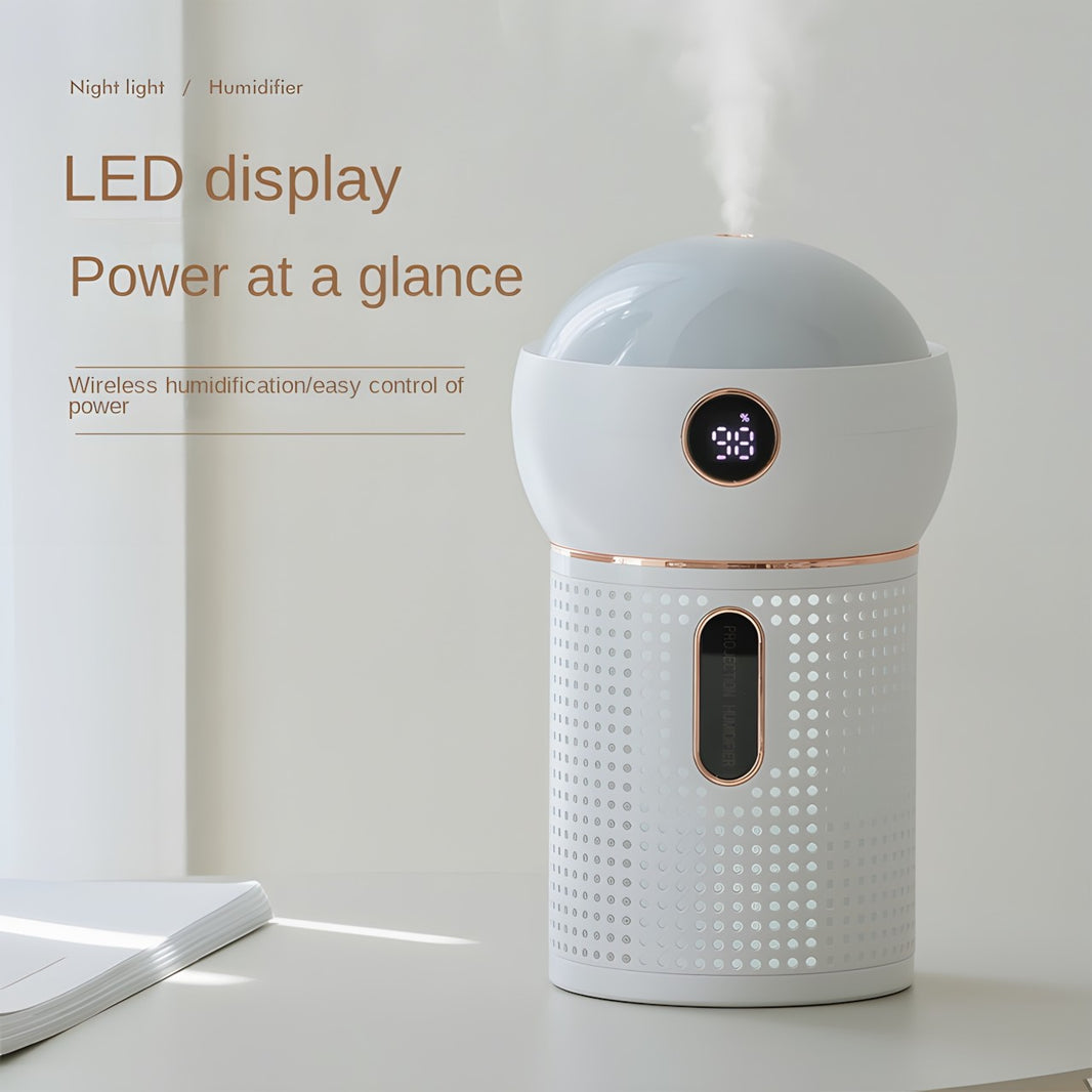 2000mAh Portable Cordless Ultrasonic Cool Mist Air Humidifier - 3-in-1 Projector, Night Light, and Humidifier - Silent for Indoor, Car, Office Use - USB Aromatherapy Essential Oil Diffuser