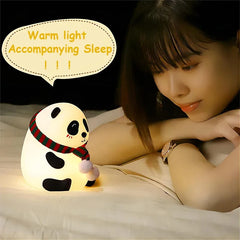 Cute Panda Night Light Silicone Nursery Sleeping Lamp Touch Control Nightlights USB Rechargeable Table Lamp for Baby Child