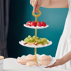 3 Tier Cupcake Stand, European Ruffled or Laciness Dessert Tower Tray for Tea Parties, Dances and Weddings